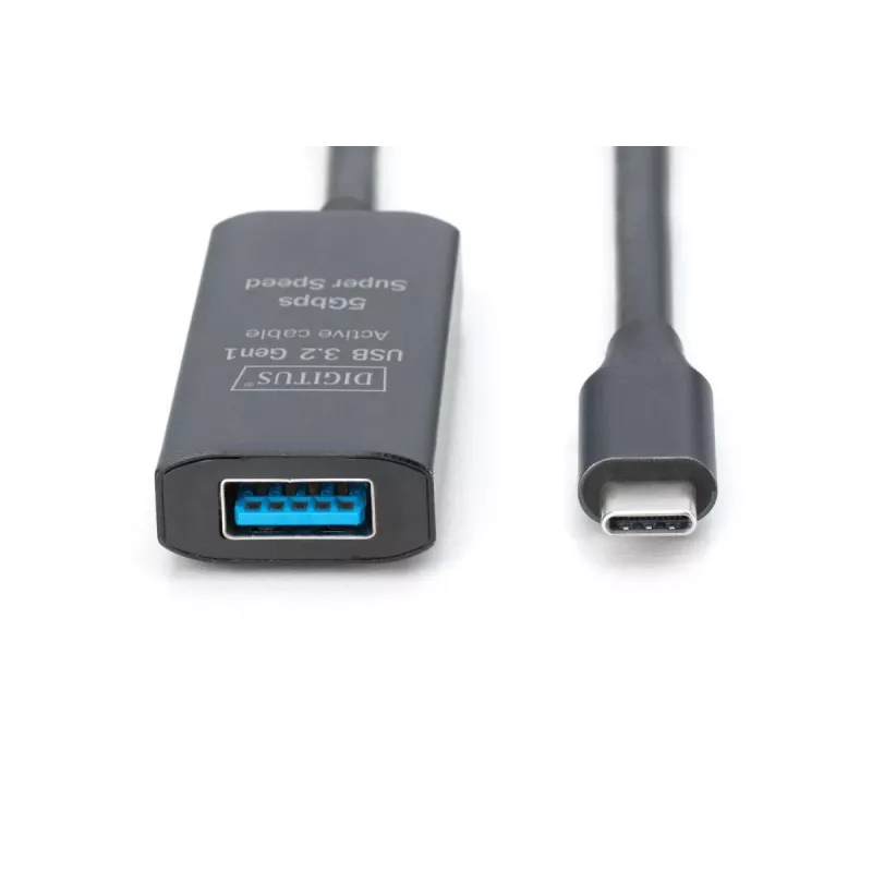 DIGITUS aktīvs USB-C pagarinātāja kabelis - 5G USB 3.2 Gen1 USB-C - USB-A (vīr./siev.) - 5 m