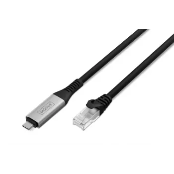 DIGITUS USB-C 3.2 Gen1 - RJ45 Ethernet kabelis - CAT6a S/FTP Melns - 3m