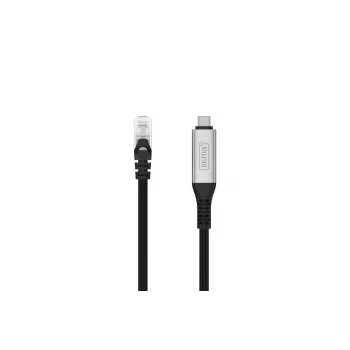 DIGITUS USB-C 3.2 Gen1 - RJ45 Ethernet kabelis - CAT6a S/FTP Melns - 10m