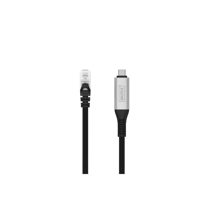 DIGITUS USB-C 3.2 Gen1 - RJ45 Ethernet kabelis - CAT6a S/FTP Melns - 10m
