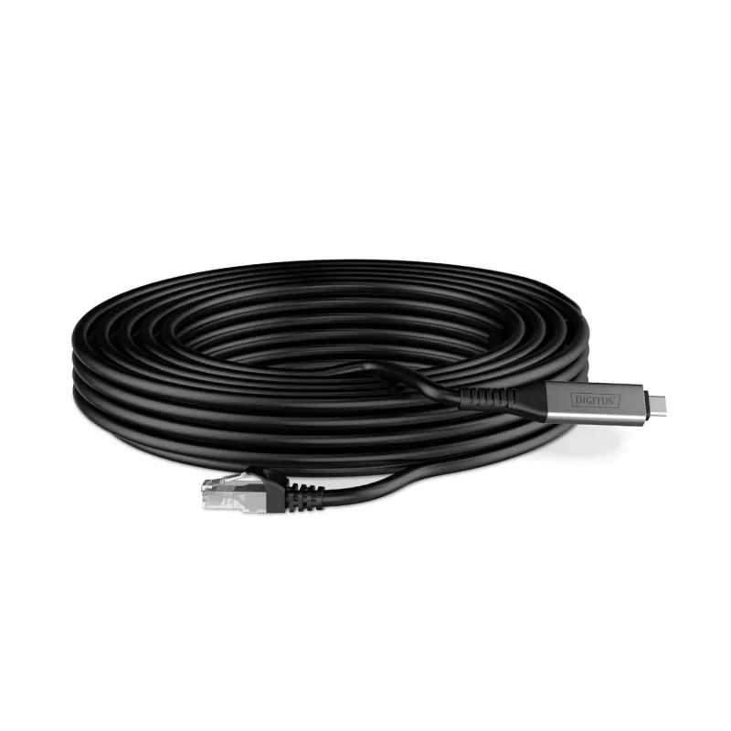 DIGITUS USB-C 3.2 Gen1 - RJ45 Ethernet kabelis - CAT6a S/FTP Melns - 10m