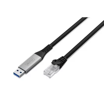 DIGITUS USB 3.2 Gen1 - RJ45 Ethernet kabelis - CAT6a S/FTP Melns - 2m