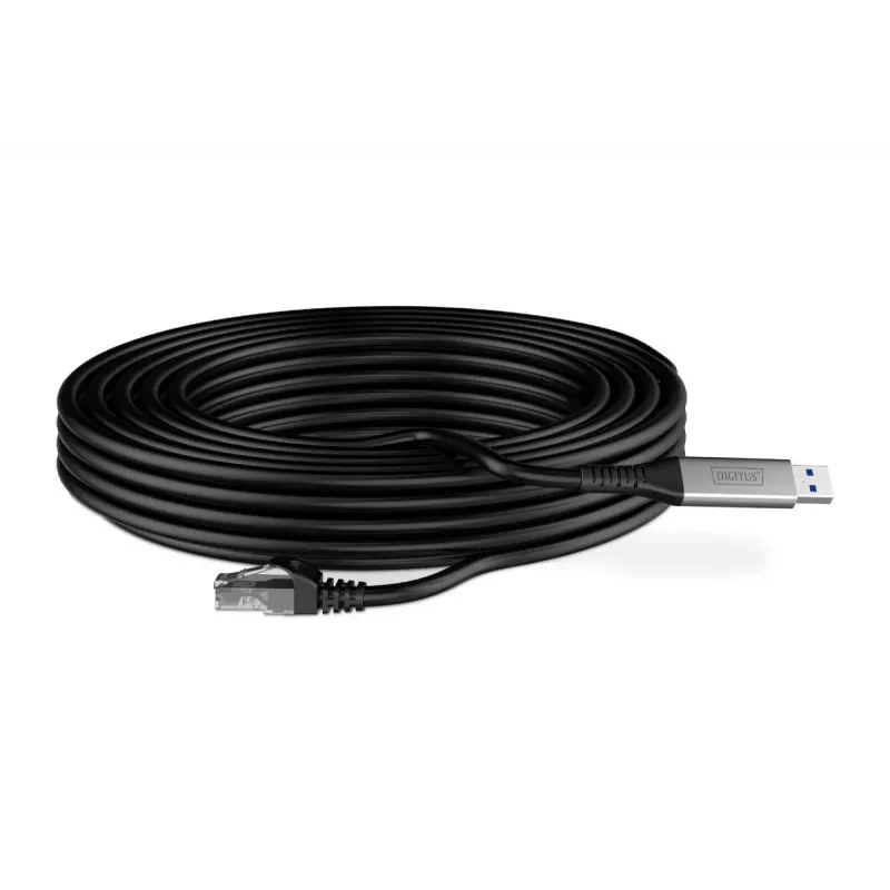 DIGITUS USB 3.2 Gen1 - RJ45 Ethernet kabelis - CAT6a S/FTP Melns - 10m