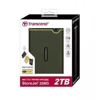 TRANSCEND Storejet 25m3 2TB SATA 2.5in USB3.0 Military zaļa