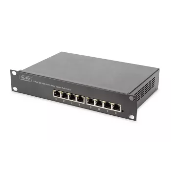 DIGITUS 8 portu Gigabit PoE komutators 10 inch 8x10/100/1000Mbps RJ45 PoE 96W