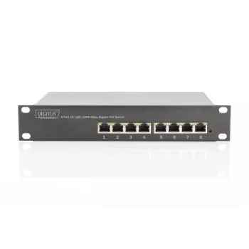 DIGITUS 8 portu Gigabit PoE komutators 10 inch 8x10/100/1000Mbps RJ45 PoE 96W