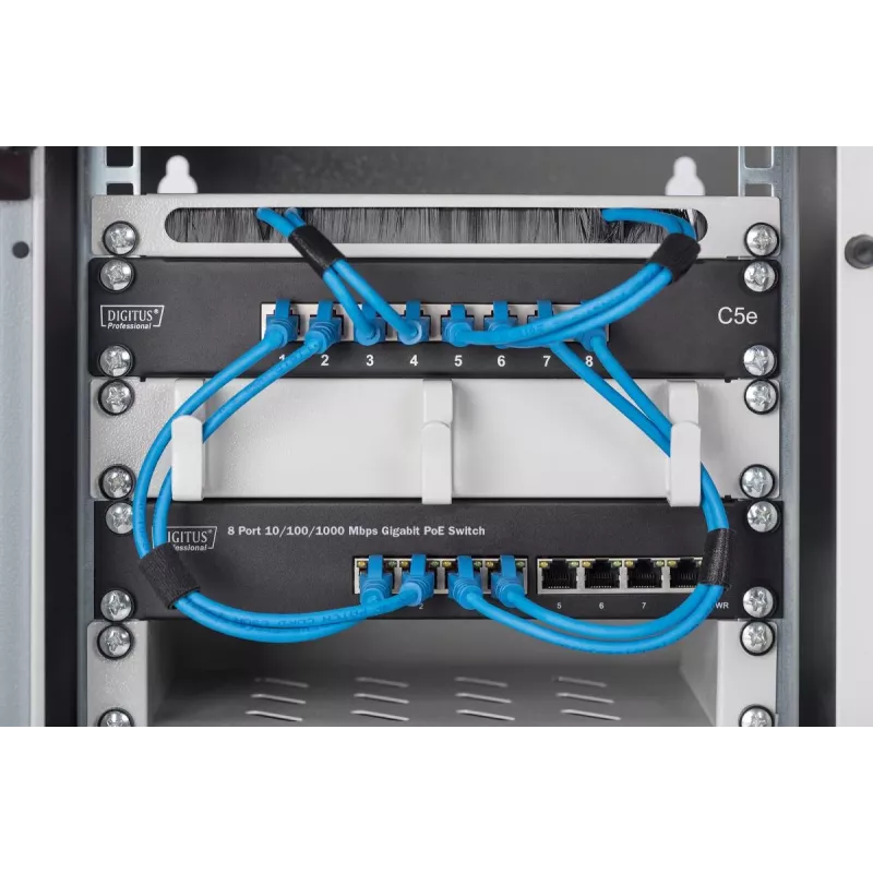 DIGITUS 8 portu Gigabit PoE komutators 10 inch 8x10/100/1000Mbps RJ45 PoE 96W