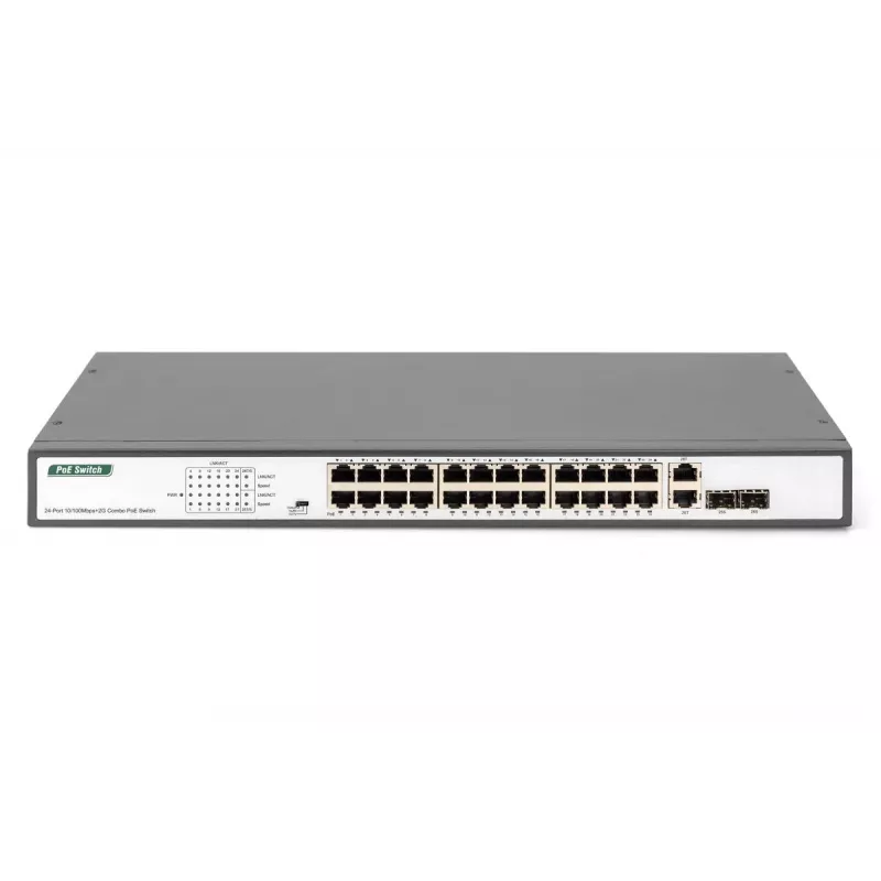 DIGITUS 24 portu Fast Ethernet PoE komutators 2G Combo TP/SFP 390W