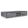 DIGITUS Fast Ethernet PoE af/at 8 portu slēdzis + 2 augšupsaites 120W PoE jaudas budžets, piemērots montāžai statnē