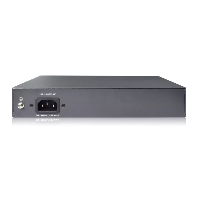 DIGITUS Fast Ethernet PoE af/at 8 portu slēdzis + 2 augšupsaites 120W PoE jaudas budžets, piemērots montāžai statnē
