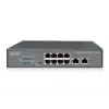 DIGITUS Fast Ethernet PoE af/at 8 portu slēdzis + 2 augšupsaites 120W PoE jaudas budžets, piemērots montāžai statnē