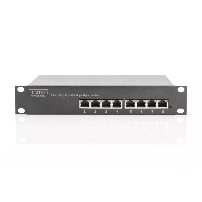 DIGITUS 8 portu gigabitu Ethernet slēdzis 10 collu 8x10/100/1000Mbps RJ45