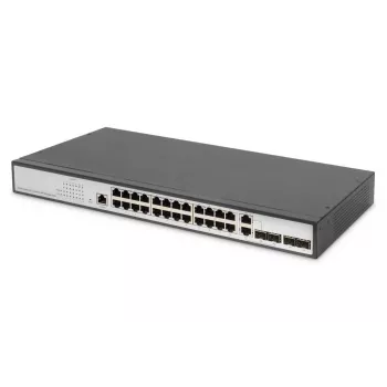 DIGITUS L2 pārvaldīts Gigabit Ethernet slēdzis, 24 porti + 2 combo un 2 SFP augšupsaites porti