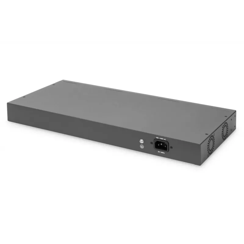 DIGITUS Fast Ethernet PoE komutators 16-portu PoE + 2 Combo. 250 W PoE budžets
