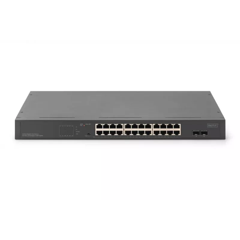 DIGITUS Nepārvaldāms PoE komutators - 24 portu Gigabit + 2 portu Gigabit SFP
