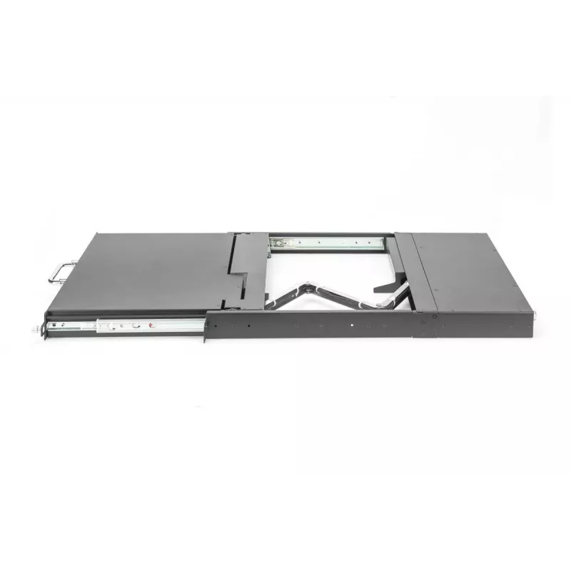DIGITUS modulāra HD LCD TFT konsole ar 1 porta KVM, RAL 9005 melna - GE tastatūra