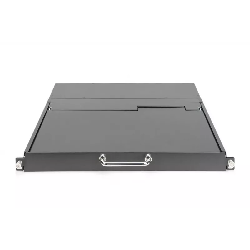 DIGITUS modulāra HD LCD TFT konsole ar 1 porta KVM, RAL 9005 melna - GE tastatūra