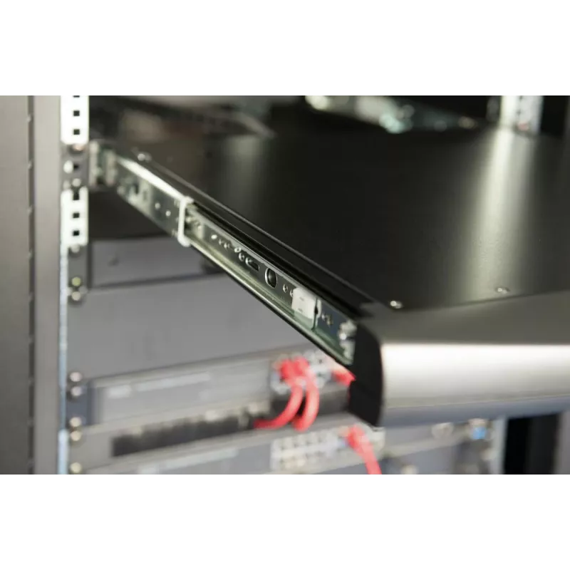 DIGITUS modulāra HD LCD TFT konsole ar 1 porta KVM, RAL 9005 melna - GE tastatūra