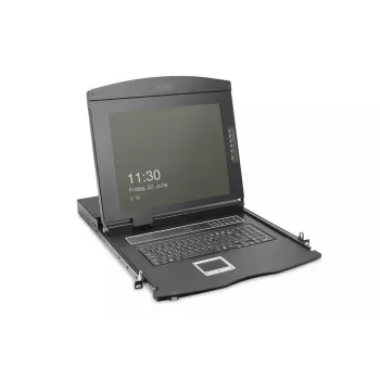 DIGITUS modularizēta 43,2 cm (19 collu) HD TFT konsole ar 1 VGA pieslēgvietu. RAL 9005 melna - GE klaviatūra