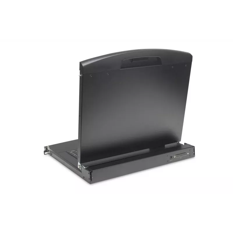 DIGITUS modulāra 43,2 cm (19 collu) HD TFT konsole ar 8 pieslēgvietu KVM. RAL 9005 melna - GE tastatūra