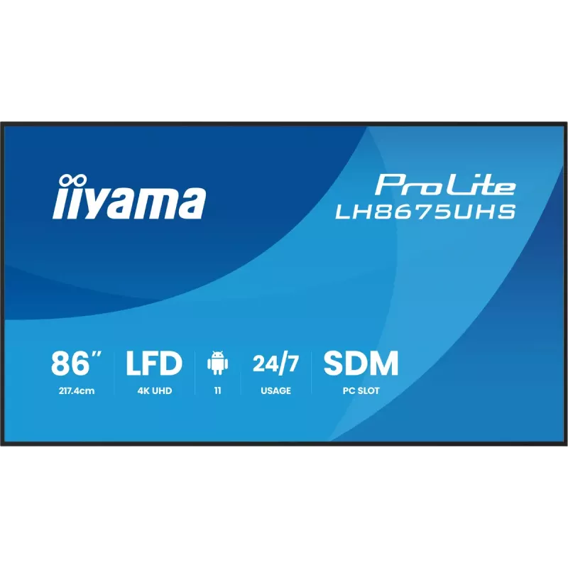 Digitālās izkārtnes displejs iiyama 86 collu 4K UHD LCD Android 24/7