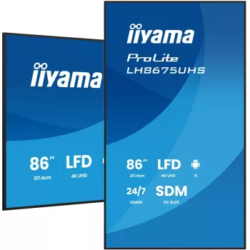 Digitālās izkārtnes displejs iiyama 86 collu 4K UHD LCD Android 24/7