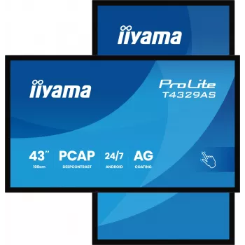 iiyama T4329AS-B1AG datora monitors 108 cm (42,5 collas) 3840 x 2160 pikseļi 4K Ultra HD LED skārienekrāns Melns