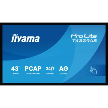 iiyama T4329AS-B1AG datora monitors 108 cm (42,5 collas) 3840 x 2160 pikseļi 4K Ultra HD LED skārienekrāns Melns