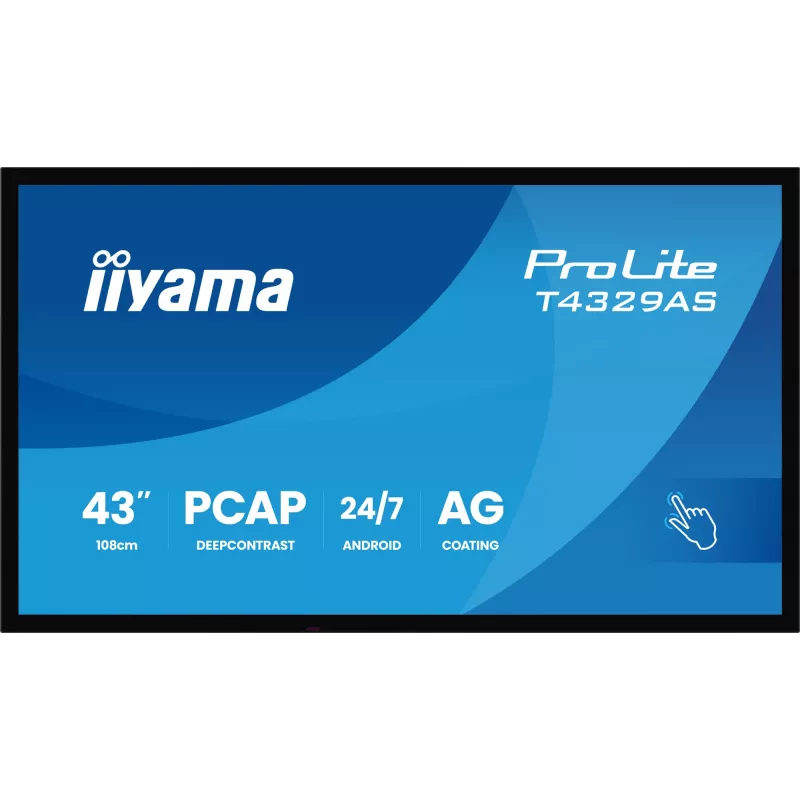 iiyama T4329AS-B1AG datora monitors 108 cm (42,5 collas) 3840 x 2160 pikseļi 4K Ultra HD LED skārienekrāns Melns