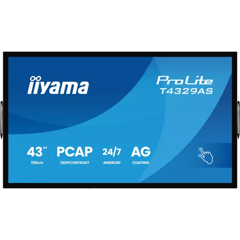 iiyama T4329AS-B1AG datora monitors 108 cm (42,5 collas) 3840 x 2160 pikseļi 4K Ultra HD LED skārienekrāns Melns