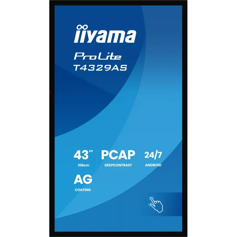 iiyama T4329AS-B1AG datora monitors 108 cm (42,5 collas) 3840 x 2160 pikseļi 4K Ultra HD LED skārienekrāns Melns