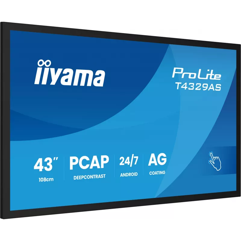 iiyama T4329AS-B1AG datora monitors 108 cm (42,5 collas) 3840 x 2160 pikseļi 4K Ultra HD LED skārienekrāns Melns