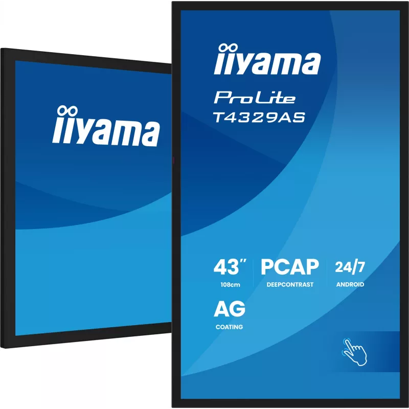 iiyama T4329AS-B1AG datora monitors 108 cm (42,5 collas) 3840 x 2160 pikseļi 4K Ultra HD LED skārienekrāns Melns