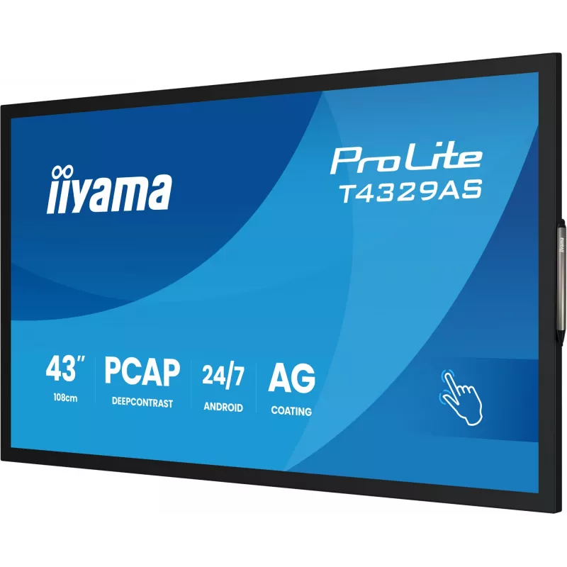 iiyama T4329AS-B1AG datora monitors 108 cm (42,5 collas) 3840 x 2160 pikseļi 4K Ultra HD LED skārienekrāns Melns