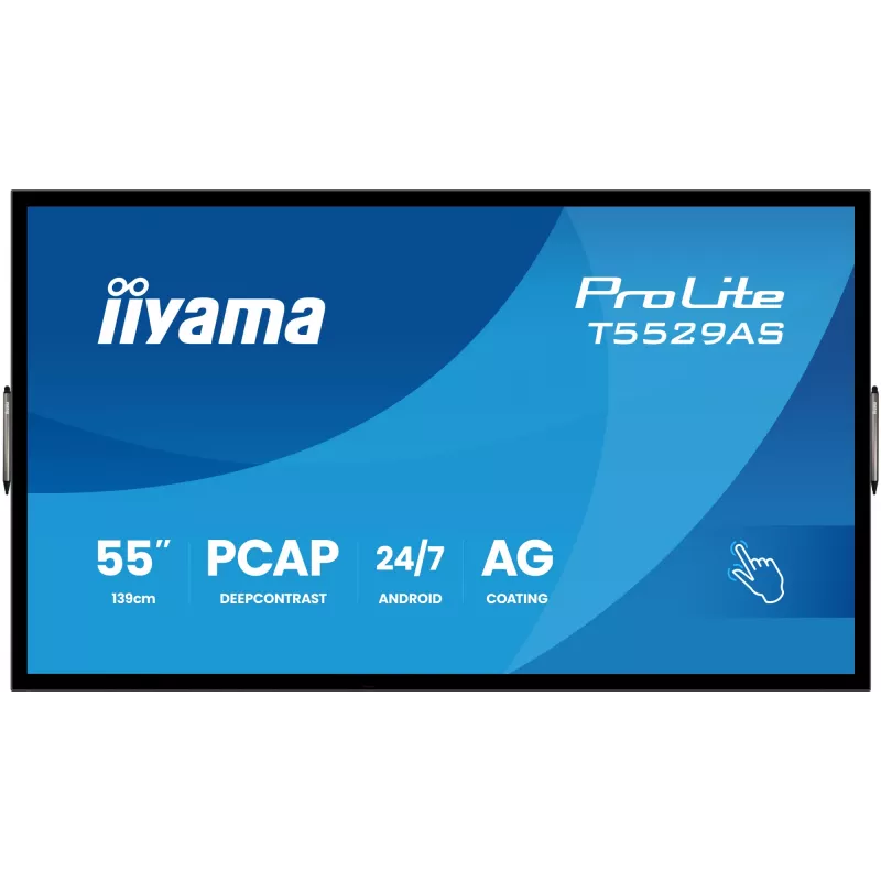 iiyama T5529AS-B1AG Signāla displejs Kioska dizains 138.7 cm (54.6 collas) LED Wi-Fi 450 cd/m² 4K Ultra HD Melns Skārienekrāns Iebūvēts procesors Android 24/7
