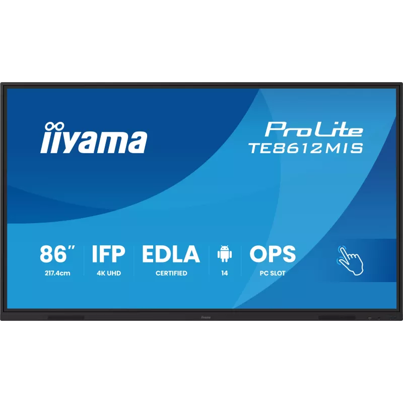 iiyama TE8612MIS-B4AG Signage Displejs Kioska dizains 2.17 m (85.6 collas) LCD Wi-Fi 400 cd/m² 4K Ultra HD Melns Skārienekrāns Iebūvēts procesors Android 24/7