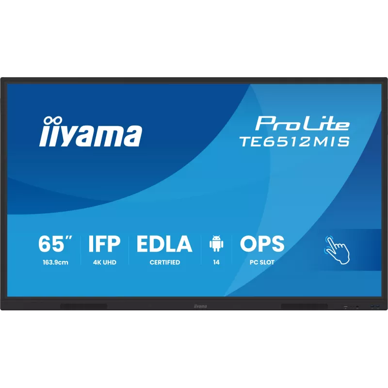 iiyama TE6512MIS-B4AG Signāla displejs Kioska dizains 165,1 cm (65 collas) LCD Wi-Fi 400 cd/m² 4K Ultra HD Melns Skārienekrāns Iebūvēts procesors Android 24/7