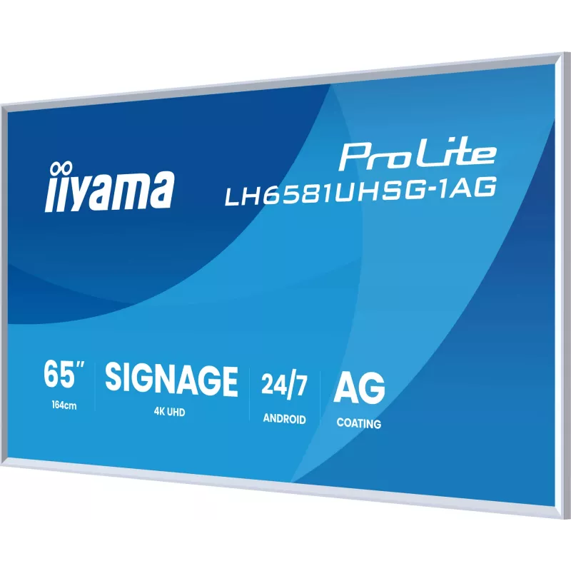iiyama LH6581UHSG-1AG Signage Display digitālā reklāmas plakanā paneļa displejs, 163,8 cm (64,5 collas), Wi-Fi, 500 cd/m², 4K Ultra HD, balts, Iebūvēts procesors, Android, 24/7