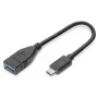 DIGITUS USB Type-C adaptera kabelis, OTG, Type C - A M/F, 15cm Super Speed Melns