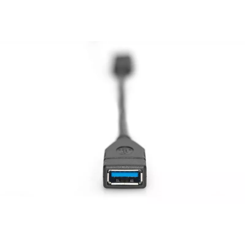 DIGITUS USB Type-C adaptera kabelis, OTG, Type C - A M/F, 15cm Super Speed Melns