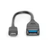 DIGITUS USB Type-C adaptera kabelis, OTG, Type C - A M/F, 15cm Super Speed Melns