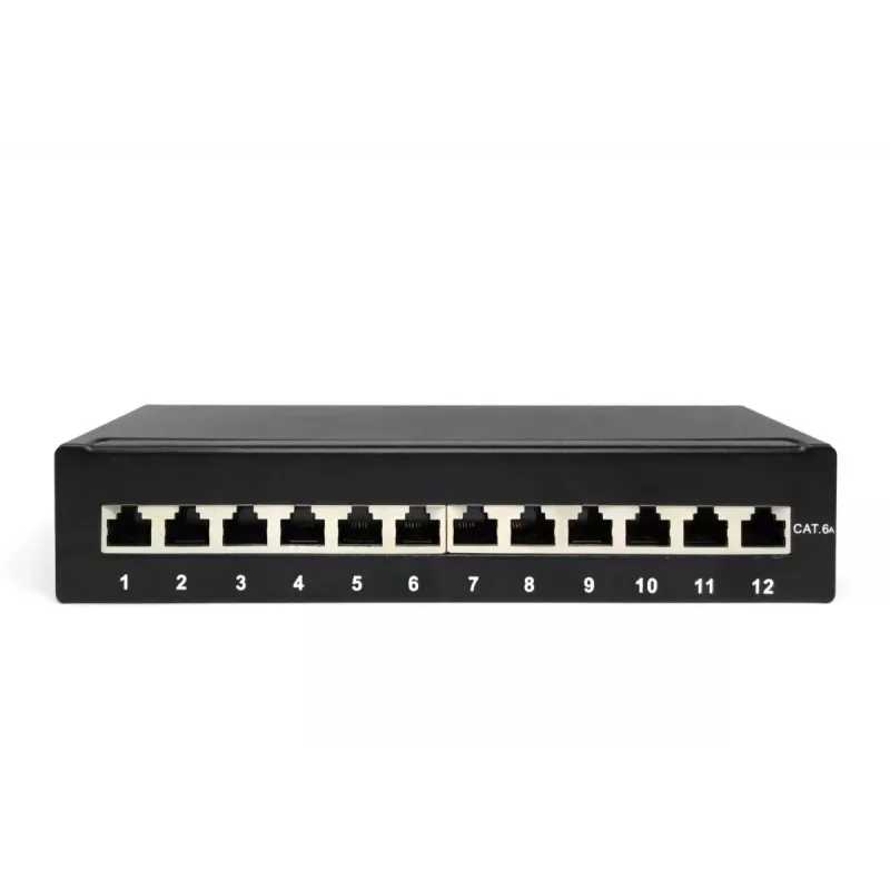 Patch Panel Digitus Desktop CAT 6A EA klase Shielded Melns