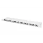DIGITUS Sadales panelis CAT6A EA ekranēts, 24-portu RJ45 putekļu vāciņš, 8P8C, 0.5U, pelēks RAL 7035