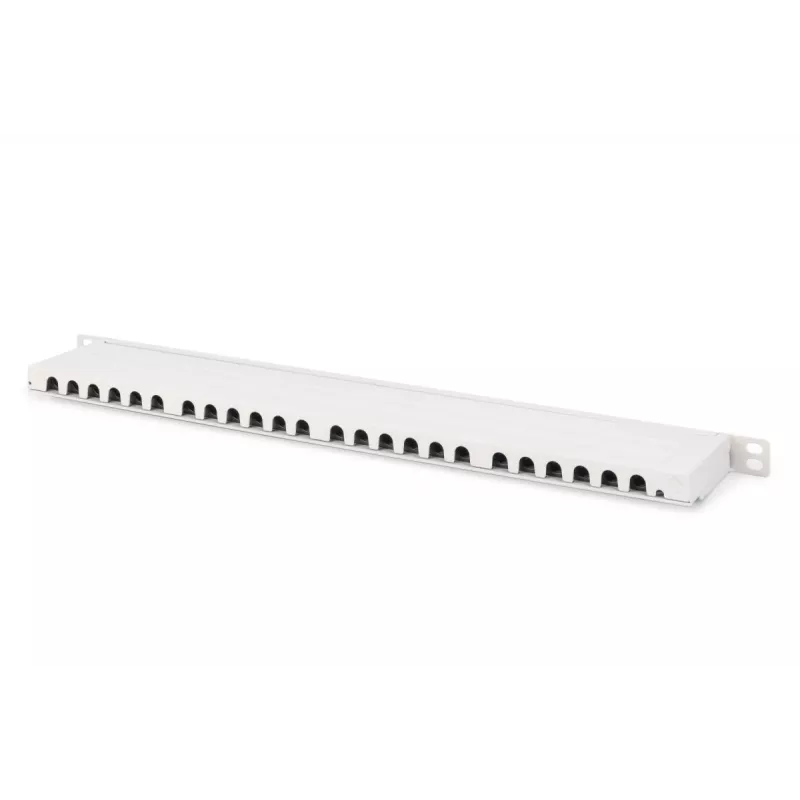 DIGITUS Sadales panelis CAT6A EA ekranēts, 24-portu RJ45 putekļu vāciņš, 8P8C, 0.5U, pelēks RAL 7035