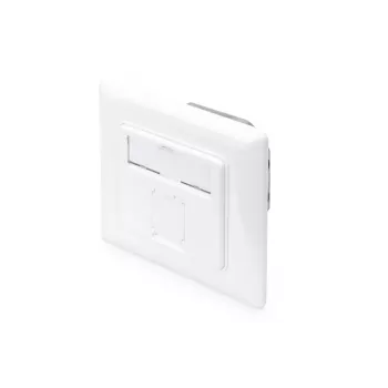 DIGITUS CAT6A EA klase tīkla kontaktligzda, ekranēta 1x RJ45, LSA, tīri balta, līdzenai montāžai, 8 virzienu