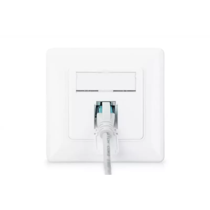 DIGITUS CAT6A EA klase tīkla kontaktligzda, ekranēta 1x RJ45, LSA, tīri balta, līdzenai montāžai, 8 virzienu