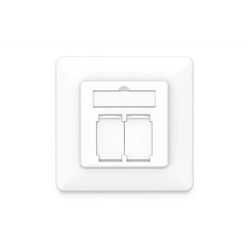 DIGITUS CAT6A EA klase tīkla kontaktligzda, ekranēta 2x RJ45, LSA, tīri balta, līdzena montāža, 8 virzienu