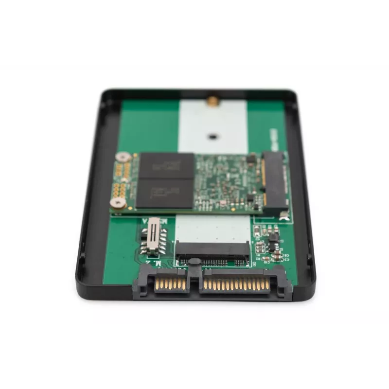 DIGITUS HDD korpuss 2,5 collu SATA — M.2 vai mSATA SATA 3 6 Gbit/s, rakstīšanas ātrums līdz 520 MB/s