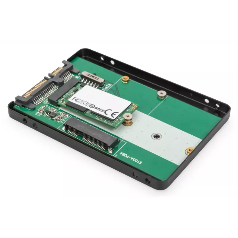 DIGITUS HDD korpuss 2,5 collu SATA — M.2 vai mSATA SATA 3 6 Gbit/s, rakstīšanas ātrums līdz 520 MB/s