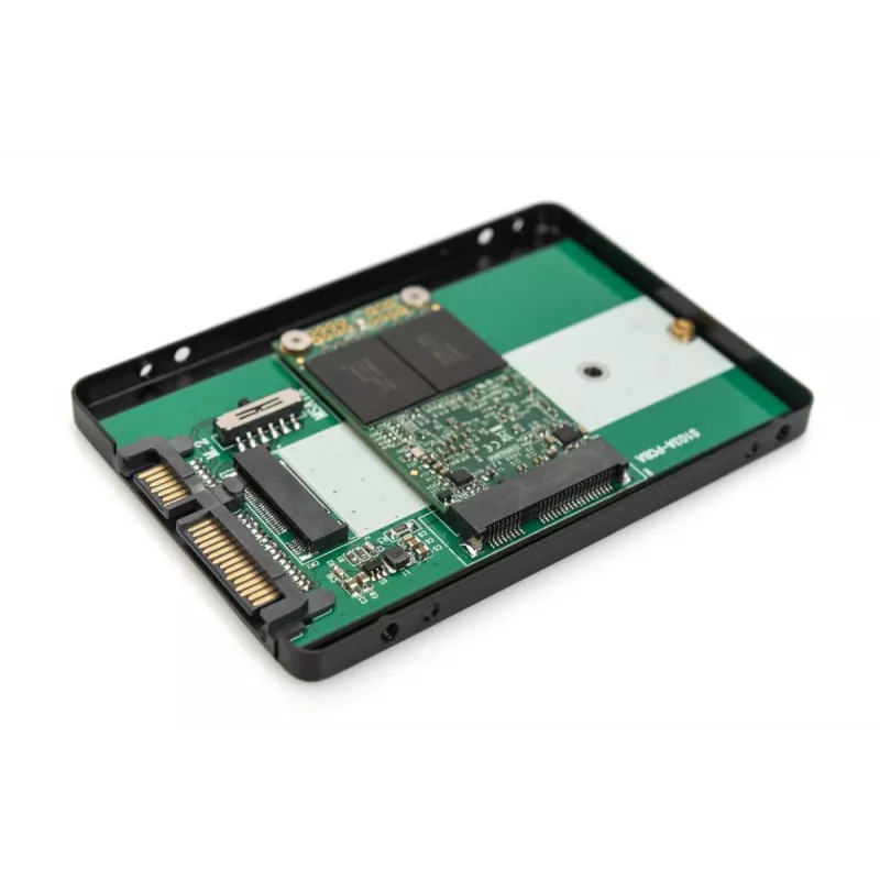 DIGITUS HDD korpuss 2,5 collu SATA — M.2 vai mSATA SATA 3 6 Gbit/s, rakstīšanas ātrums līdz 520 MB/s